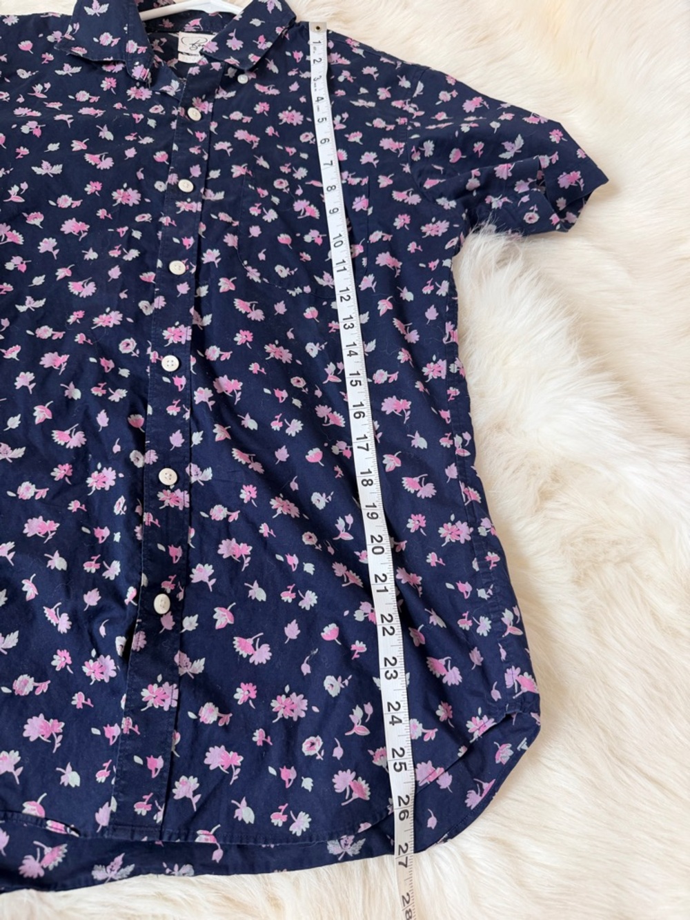 Bonobos Riviera Tailored Fit Floral Short Sleeve Shirt Navy Pink Small Short - Picture 8 of 9